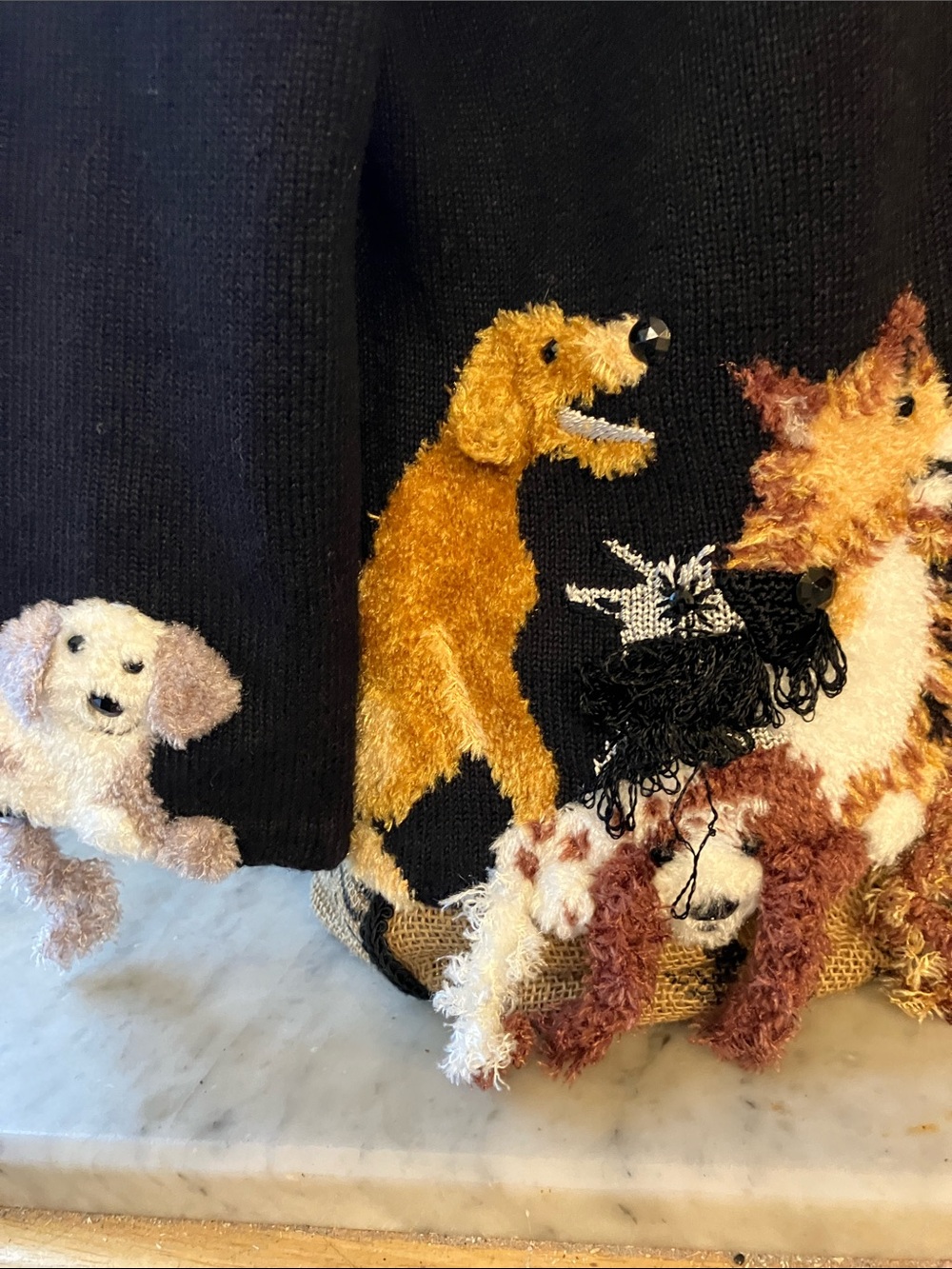 Michael Simon Black Knit Dogs Design Fabulous Vintage Cardigan Gorgeous Piece! M - Picture 7 of 12